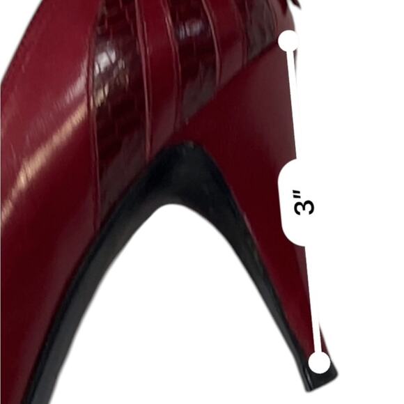 Stuart Weitzman Mr. Seymour Burgundy Red Retro 90s Bow Croc High Heels Size 7 - Picture 7 of 9